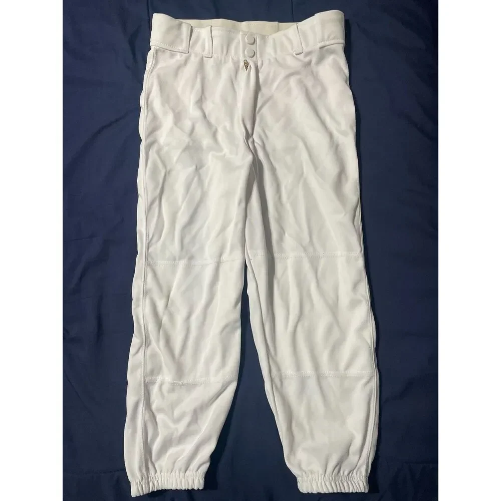 White Franklin Button/Zip Fly Baseball Pants Size YL